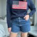 Woman over 40 wearing chic striped patriotic outfit for Fourth of July